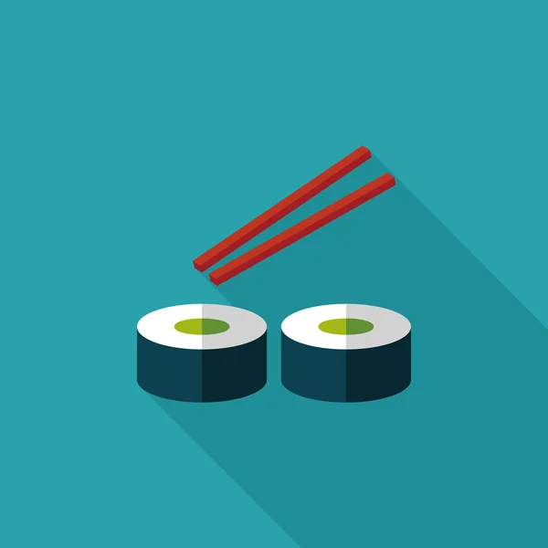 Sushi z płaskim ikona z długim cieniem, eps10 — Wektor stockowy