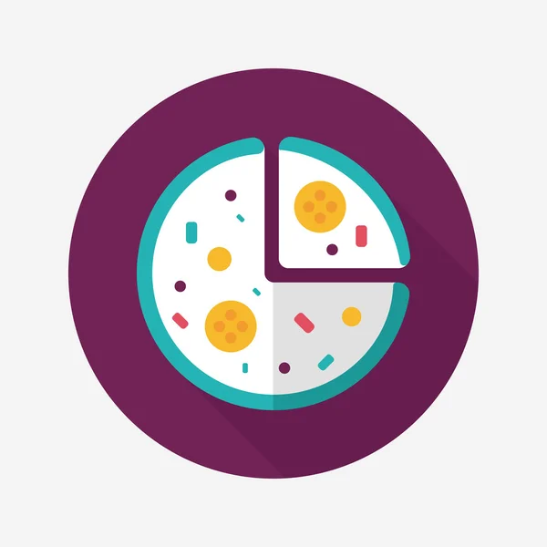 Pizza platte pictogram met lange schaduw, eps10 — Stockvector