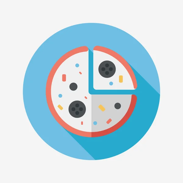 Icono plano de pizza con sombra larga, eps10 — Vector de stock