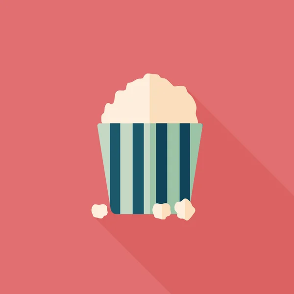 Popcorn płaski ikona z długim cieniem, eps10 — Wektor stockowy