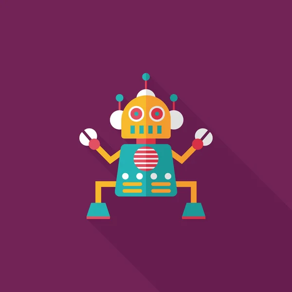 Robot icono plano con sombra larga, eps10 — Vector de stock