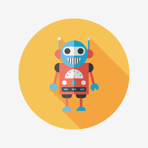 Robot icono plano con sombra larga, eps10 — Vector de stock