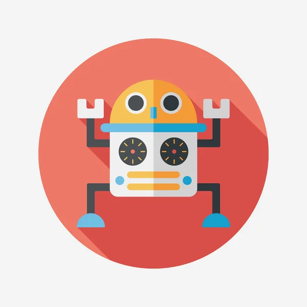 Robot icono plano con sombra larga, eps10 — Vector de stock