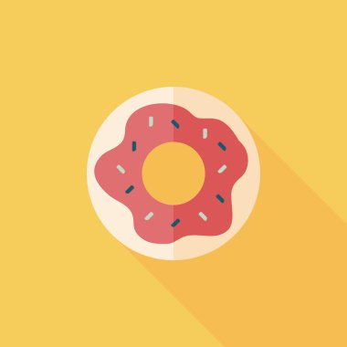 Donut düz simgesi ile uzun gölge, eps10