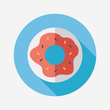 Donut düz simgesi ile uzun gölge, eps10