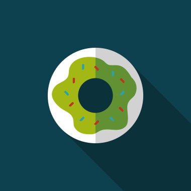 Donut düz simgesi ile uzun gölge, eps10