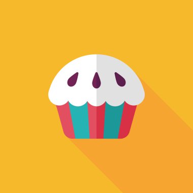 cupcake düz simgesi ile uzun gölge, eps10