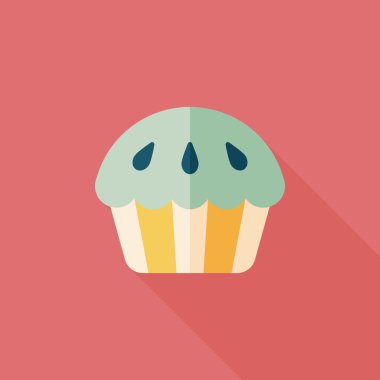 cupcake düz simgesi ile uzun gölge, eps10