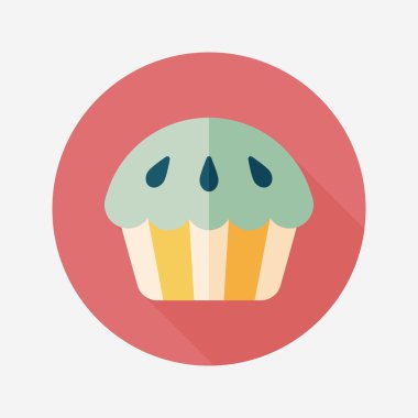 cupcake düz simgesi ile uzun gölge, eps10