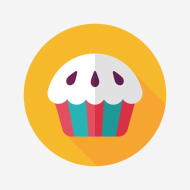 cupcake düz simgesi ile uzun gölge, eps10