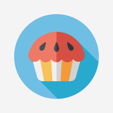 cupcake düz simgesi ile uzun gölge, eps10