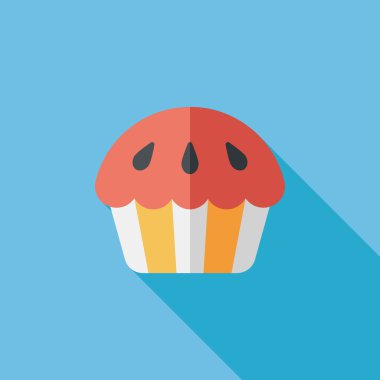 cupcake düz simgesi ile uzun gölge, eps10