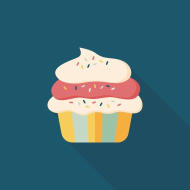 cupcake düz simgesi ile uzun gölge, eps10