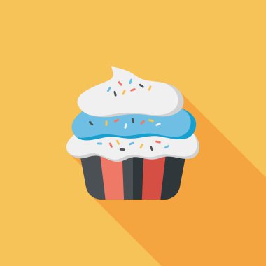 cupcake düz simgesi ile uzun gölge, eps10