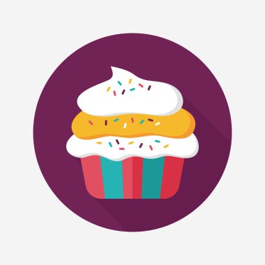 cupcake düz simgesi ile uzun gölge, eps10