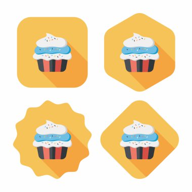 cupcake düz simgesi ile uzun gölge, eps10