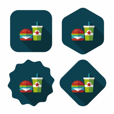 Uzun Gölge, eps10 düz simgesiyle hamburger ve soda