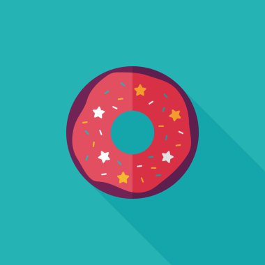 Donut düz simgesi ile uzun gölge, eps10