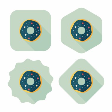Donut düz simgesi ile uzun gölge, eps10