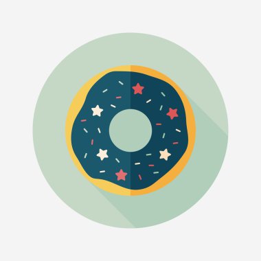 Donut düz simgesi ile uzun gölge, eps10