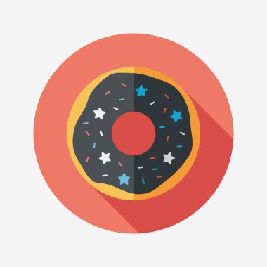 Donut düz simgesi ile uzun gölge, eps10