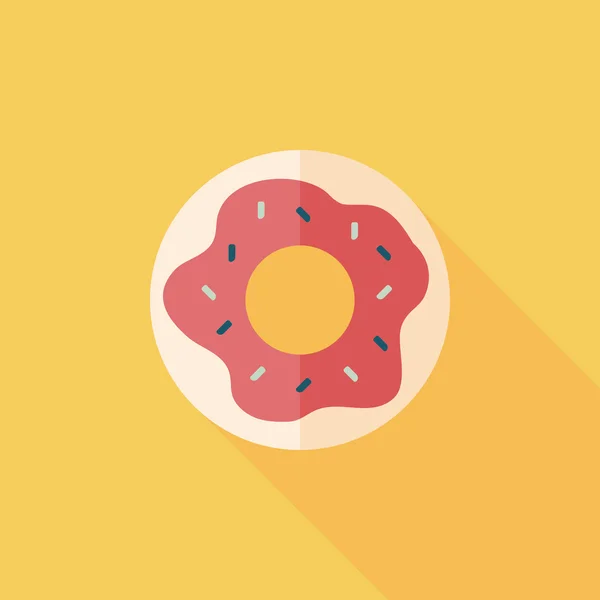 Donut icono plano con sombra larga, eps10 — Vector de stock