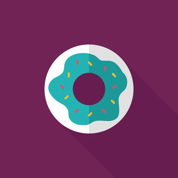 Donut icono plano con sombra larga, eps10 — Archivo Imágenes Vectoriales