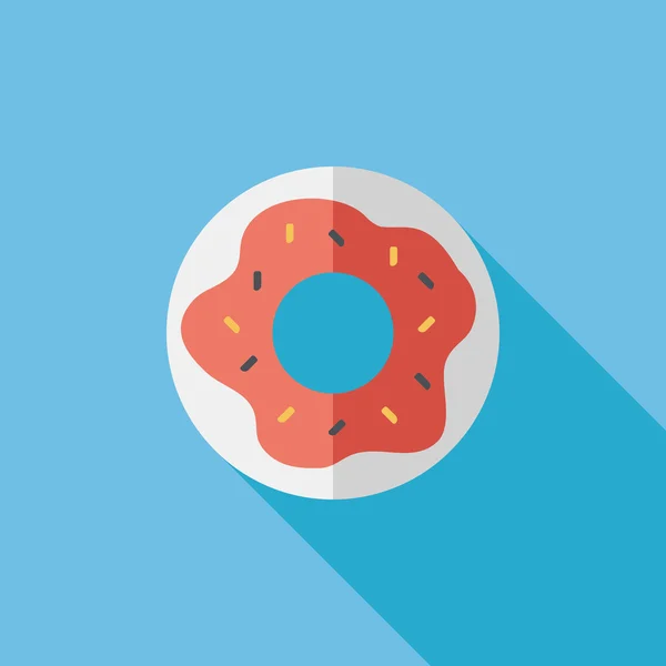 Donut icono plano con sombra larga, eps10 — Vector de stock