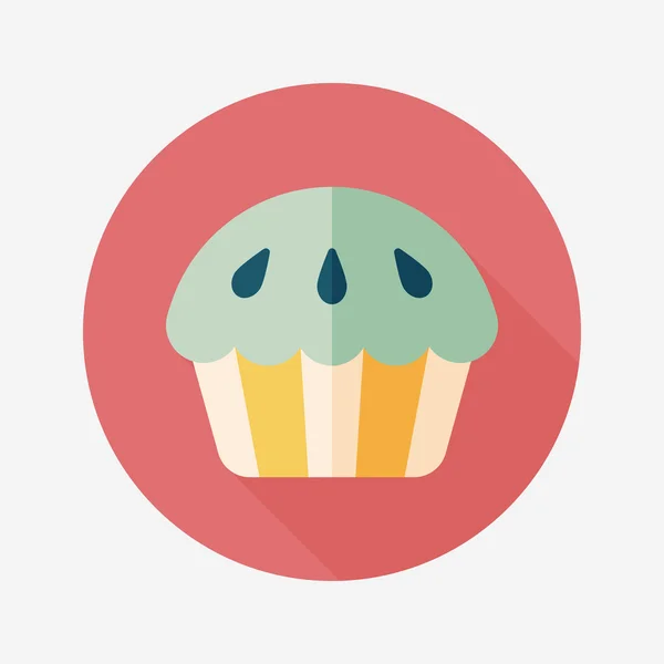 Cupcake platte pictogram met lange schaduw, eps10 — Stockvector