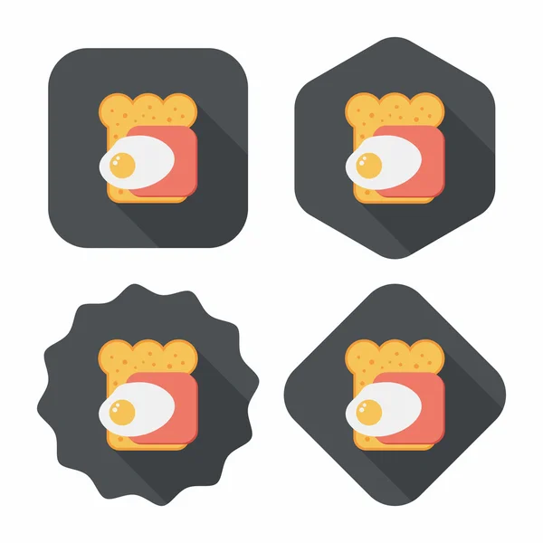 Ham toast flat icon with long shadow,eps10 — Stock Vector