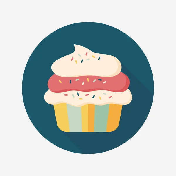 Cupcake platte pictogram met lange schaduw, eps10 — Stockvector