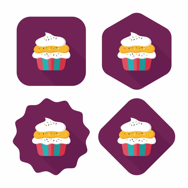 Cupcake platte pictogram met lange schaduw, eps10 — Stockvector