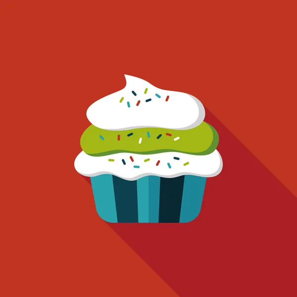 Cupcake platte pictogram met lange schaduw, eps10 — Stockvector