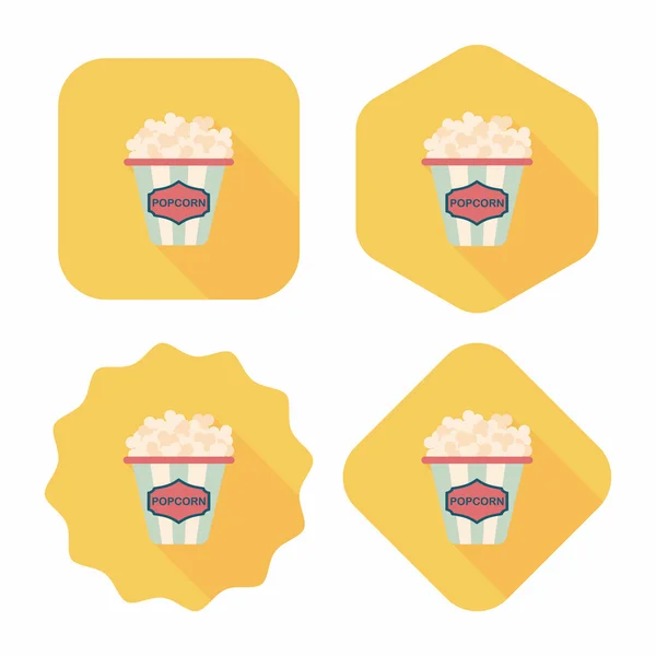Popcorn platte pictogram met lange schaduw, eps10 — Stockvector