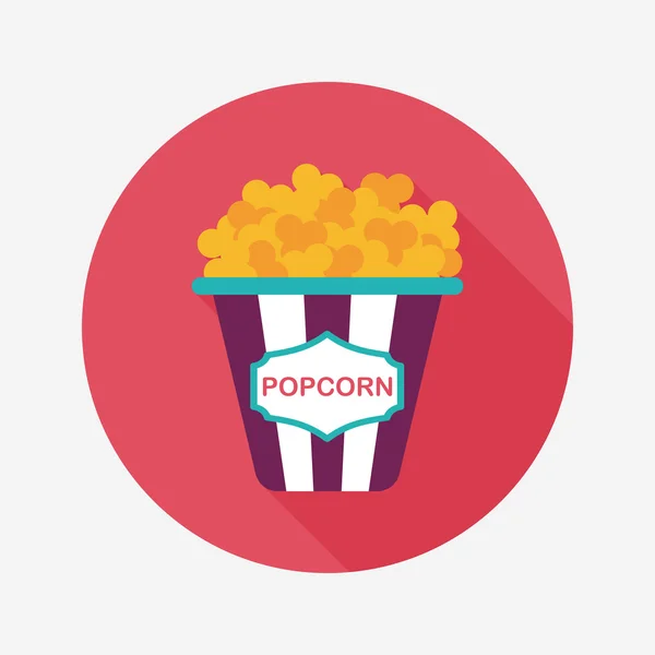 Popcorn platte pictogram met lange schaduw, eps10 — Stockvector