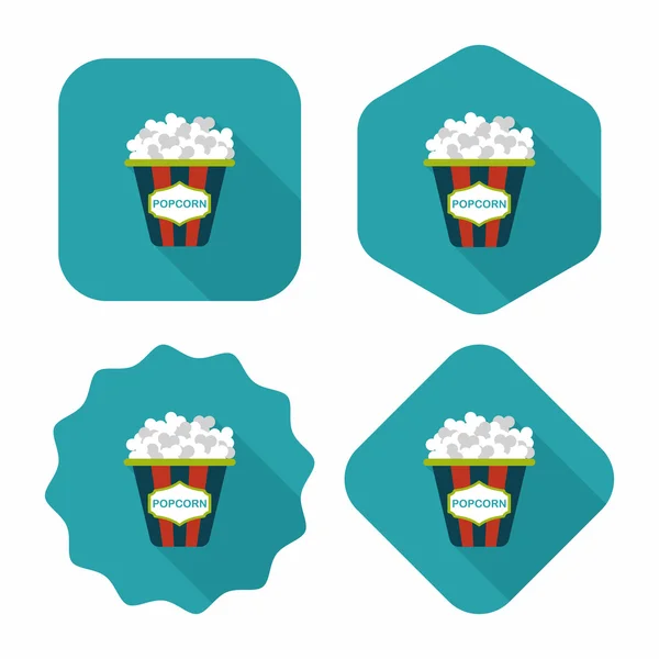 Popcorn platte pictogram met lange schaduw, eps10 — Stockvector