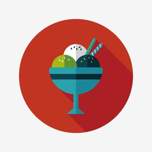 Icône plate crème glacée avec ombre longue, eps10 — Image vectorielle