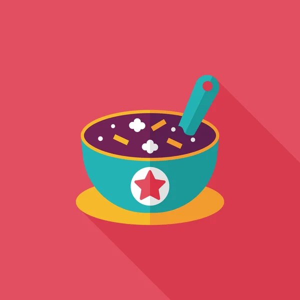 Sopa icono plano con sombra larga, eps10 — Vector de stock