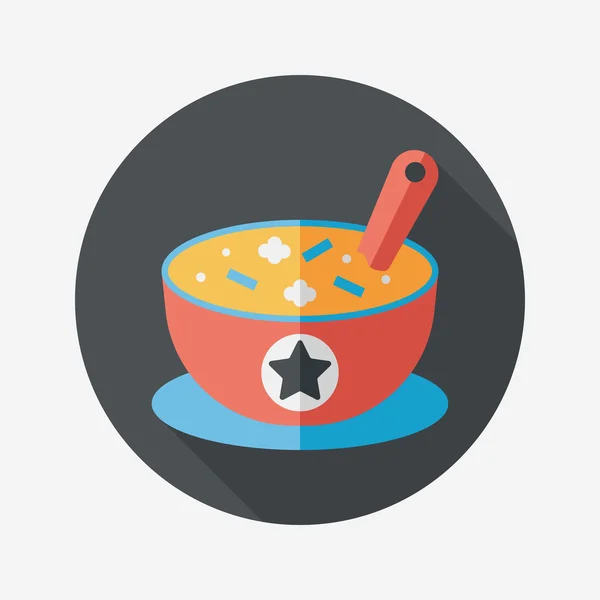 Soup Flat Icon mit langem Schatten, Eps10 — Stockvektor