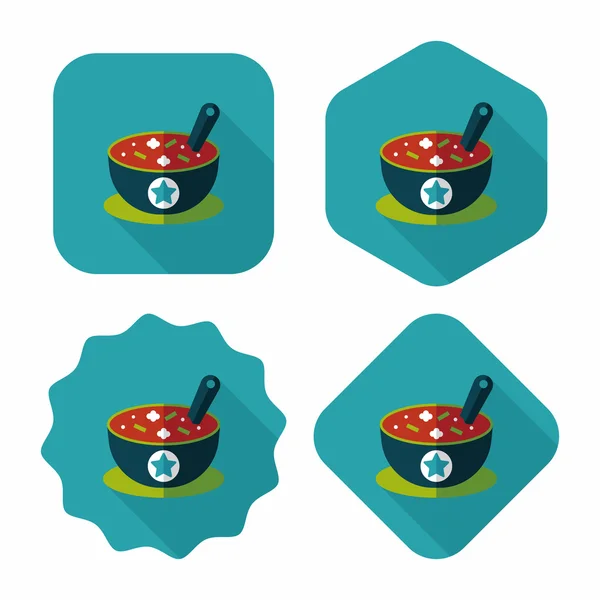 Soup Flat Icon mit langem Schatten, Eps10 — Stockvektor