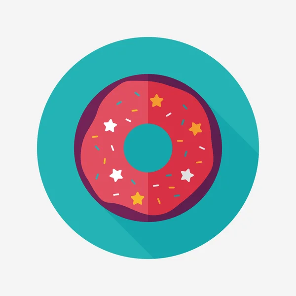 Donut icono plano con sombra larga, eps10 — Vector de stock