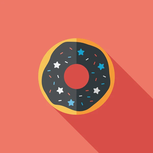 Donut icono plano con sombra larga, eps10 — Vector de stock