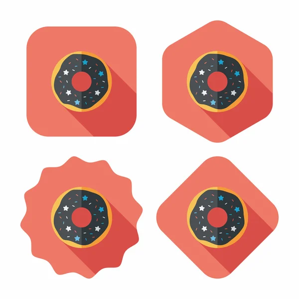 Donut flat ikonen med långa skugga, eps10 — Stock vektor