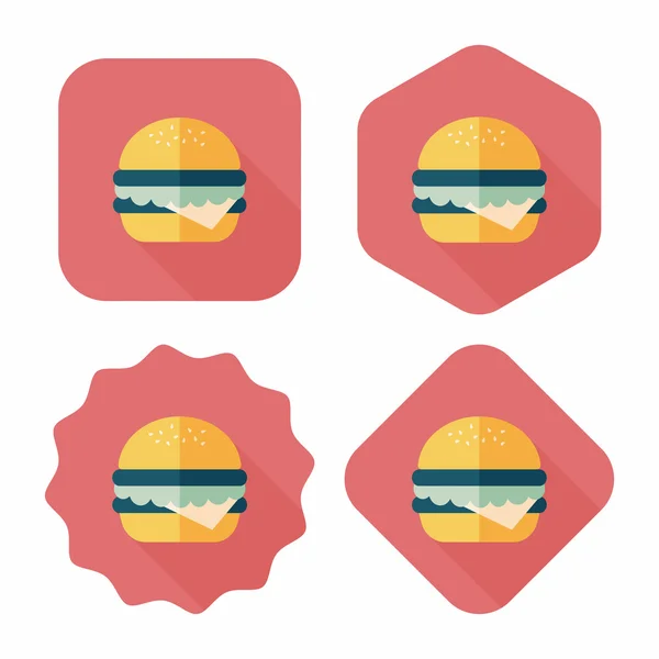 Sándwich icono plano con sombra larga, eps10 — Vector de stock
