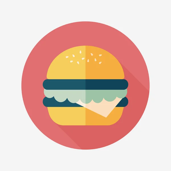Ícone plano sanduíche com sombra longa, eps10 — Vetor de Stock