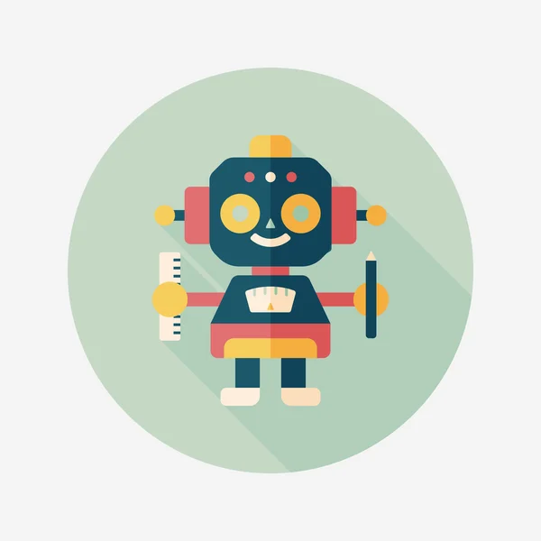 De platte pictogram robot met lange schaduw, eps10 — Stockvector