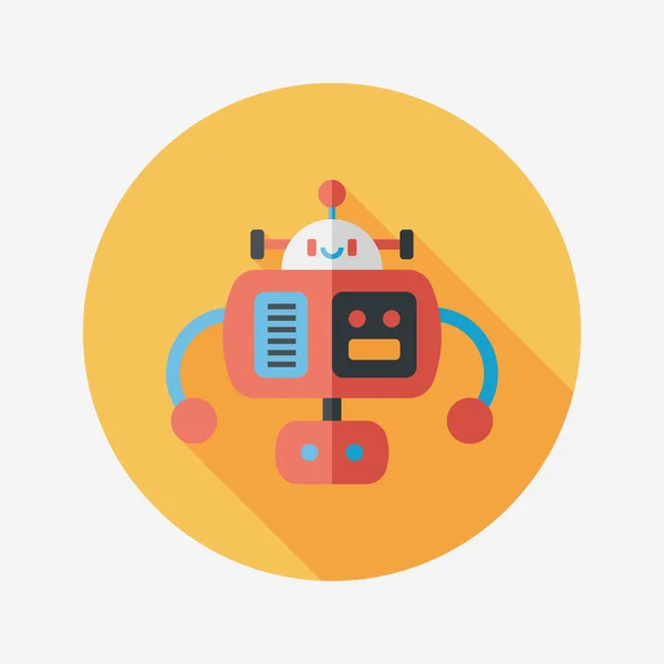 Robot icono plano con sombra larga, eps10 — Vector de stock