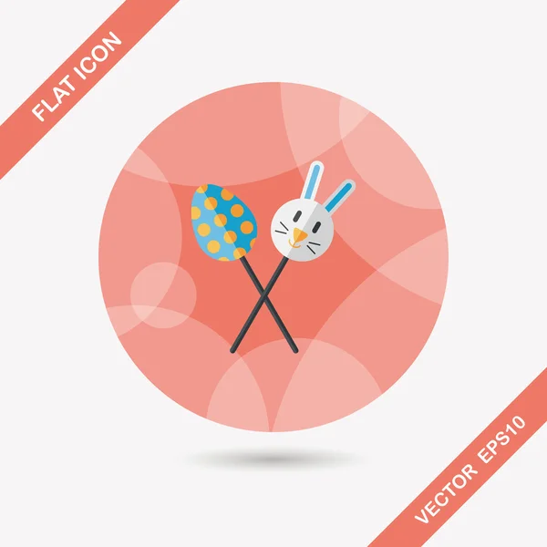 Pasen lollipop platte pictogram met lange schaduw, eps10 — Stockvector