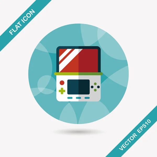 Consolas de juegos portátiles icono plano con sombra larga, eps10 — Vector de stock