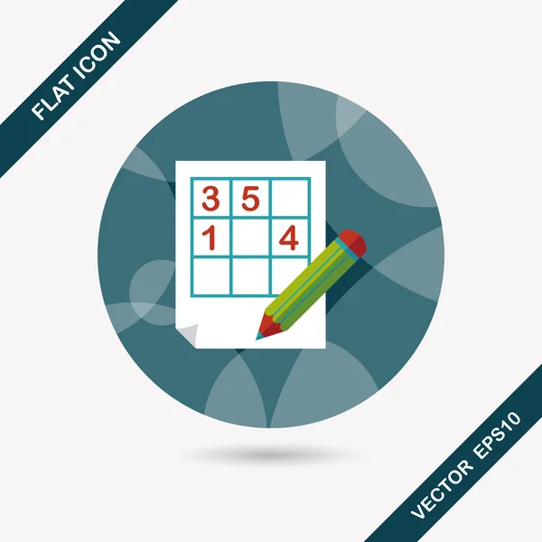 Sudoku platte pictogram met lange schaduw, eps10 — Stockvector